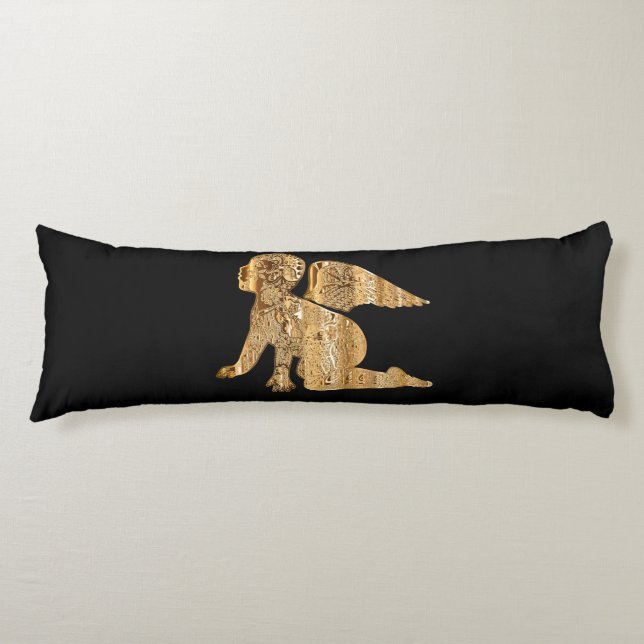 Shiny Baby Angel Wings Black Gold Angelic Body Pillow (Front)