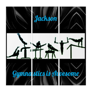 Shiny Black and Blue Boys Gymnastics Triptych