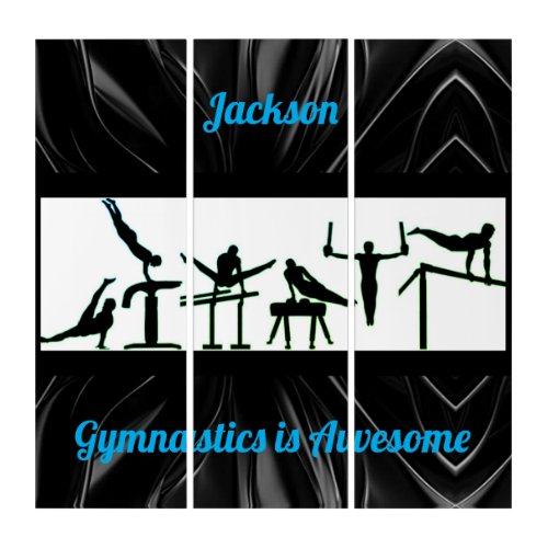 Shiny Black and Blue Boys Gymnastics Triptych