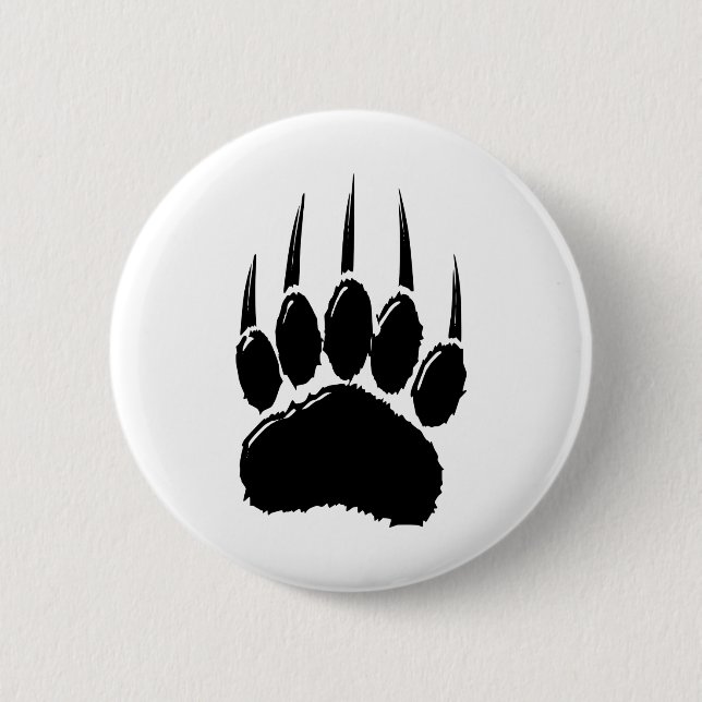 Shiny Black Bear Paw Print Button (Front)