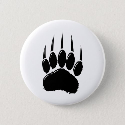 Shiny Black Bear Paw Print Button