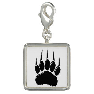 Shiny Black Bear Paw Print Charm