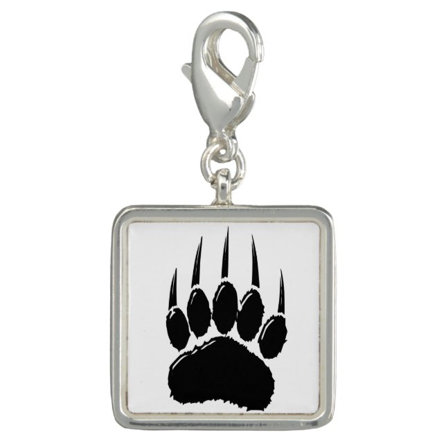 Shiny Black Bear Paw Print Charm (Front)
