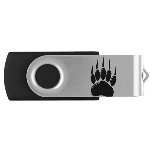 Shiny Black Bear Paw Print Flash Drive