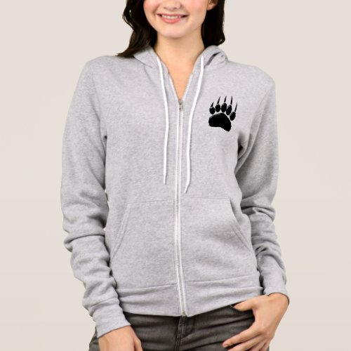 Shiny Black Bear Paw Print Hoodie