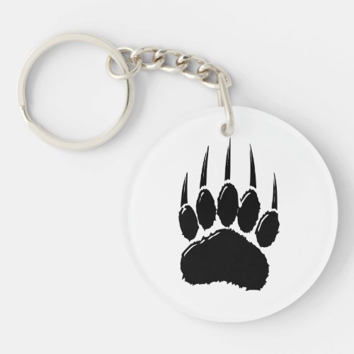 Shiny Black Bear Paw Print Keychain