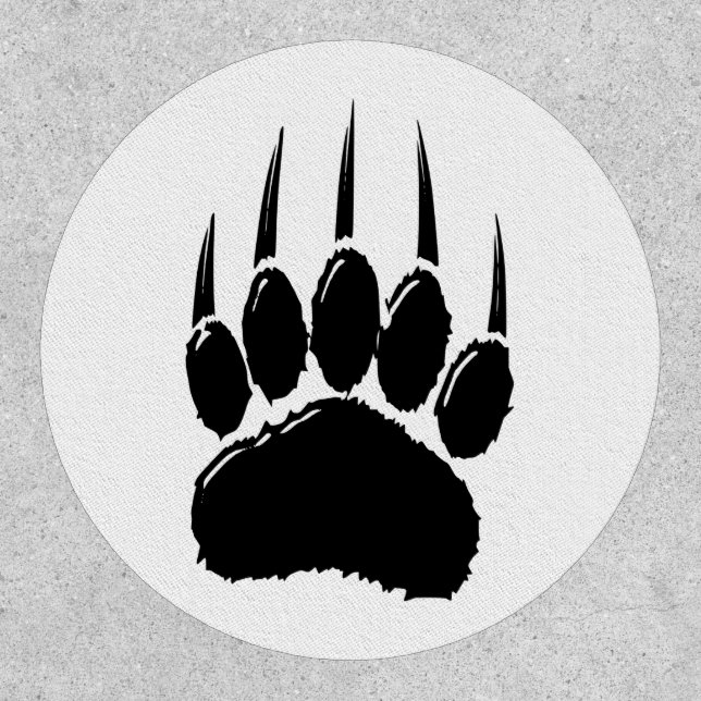 Shiny Black Bear Paw Print Patch (Front)