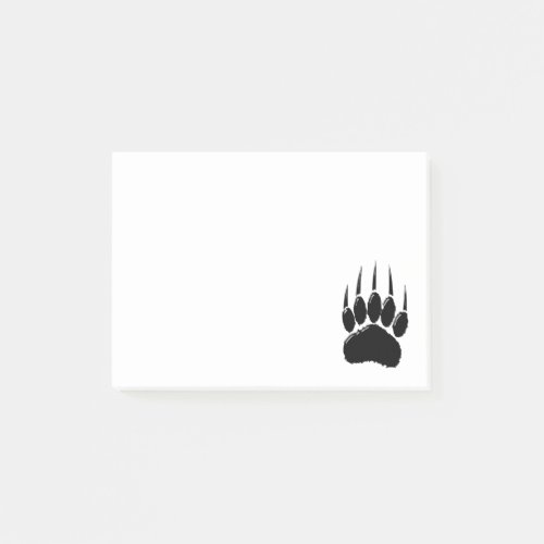 Shiny Black Bear Paw Print Post_it Notes