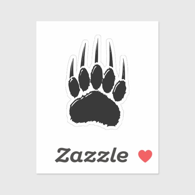 Shiny Black Bear Paw Print Sticker (Sheet)