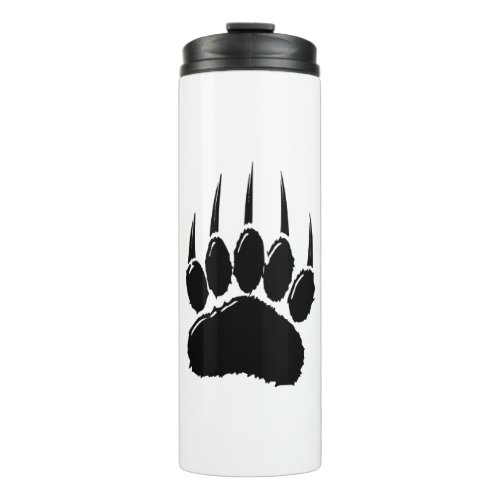 Shiny Black Bear Paw Print Thermal Tumbler