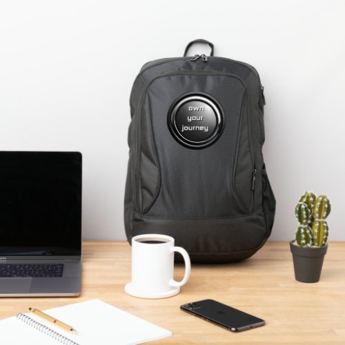 Shiny Black Button Inspirational Quote Port Authority Backpack