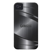 Shiny Black Design Brushed Aluminum Look Case-Mate iPhone Case (Back)