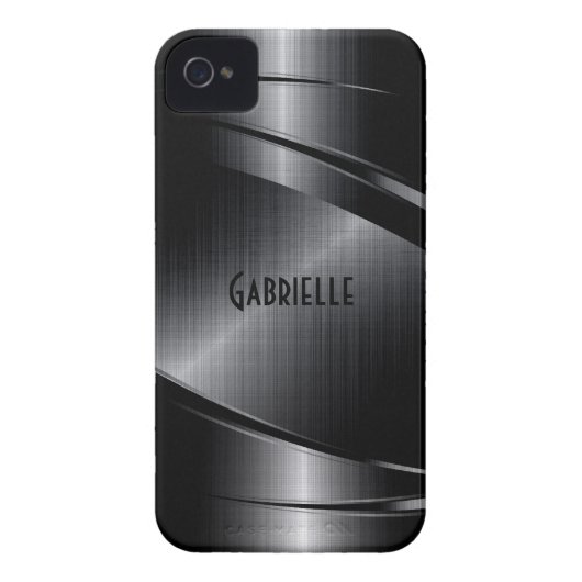 Shiny Black Design Brushed Aluminum Look Case-Mate iPhone Case (Back)