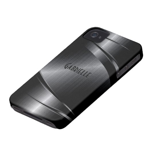 Shiny Black Design Brushed Aluminum Look Case-Mate iPhone Case (Bottom)