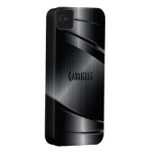 Shiny Black Design Brushed Aluminum Look Case-Mate iPhone Case (Back/Right)