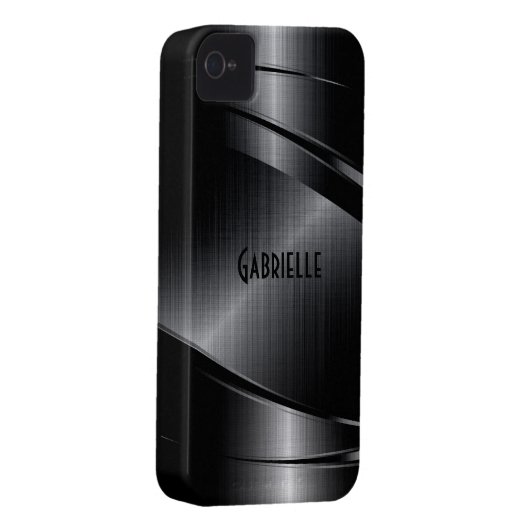 Shiny Black Design Brushed Aluminum Look Case-Mate iPhone Case (Back/Right)