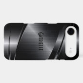 Shiny Black Design Brushed Aluminum Look Case-Mate iPhone Case (Back (Horizontal))