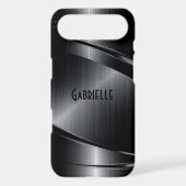 Shiny Black Design Brushed Aluminum Look Case-Mate iPhone Case (Back)