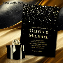 Shiny Black Gold Foil Art Deco Black Tie Wedding