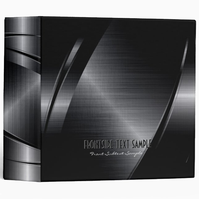 Shiny Black Metallic Brushed Aluminum Look Binder (Front/Spine)