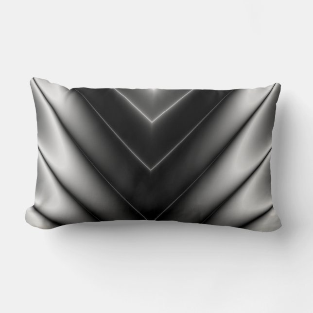 Shiny Black Silk Satin Lumbar Pillow (Front)