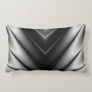 Shiny Black Silk Satin Lumbar Pillow