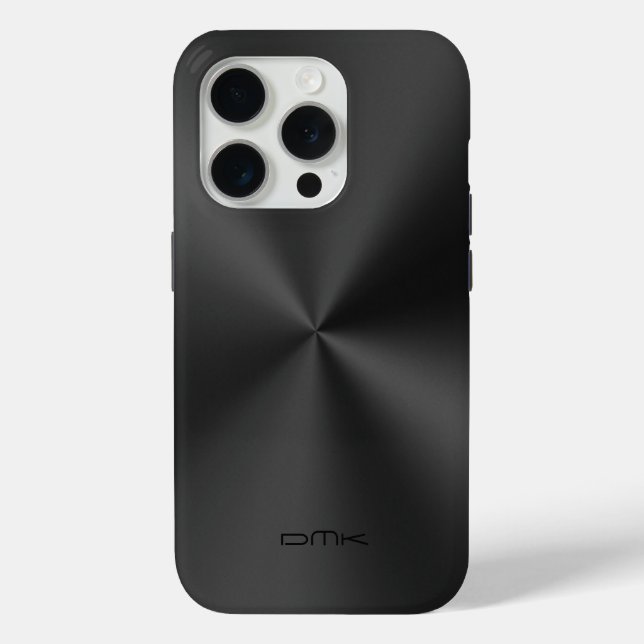 Shiny Black Stainless Steel Look Monogram monogram Case-Mate iPhone Case (Back)