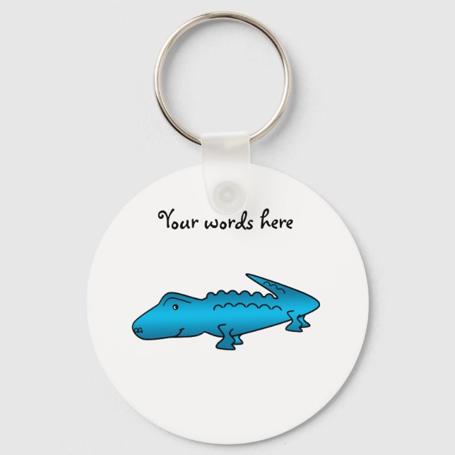 Shiny blue alligator keychain (Front)