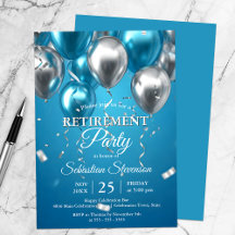Shiny Blue and Silver Balloons Retirement Party