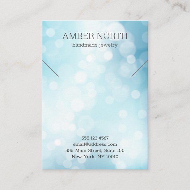 Shiny Blue Bokeh Jewelry Bracelet Necklace Business Card (Front)