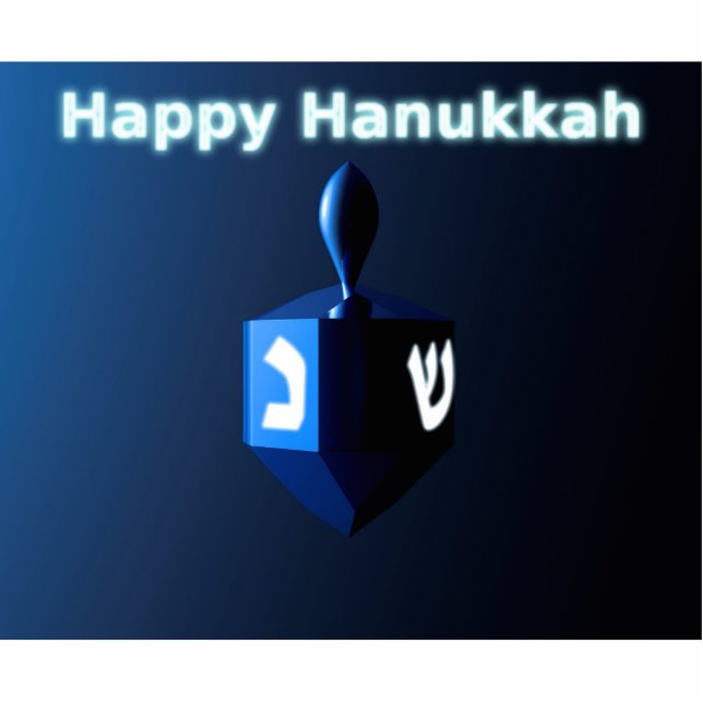 Shiny Blue Chanukkah Dreidel Statuette (Front)