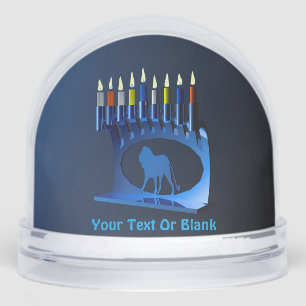Shiny Blue Chanukkah Menorah - Счастливой Хануки! Snow Globe
