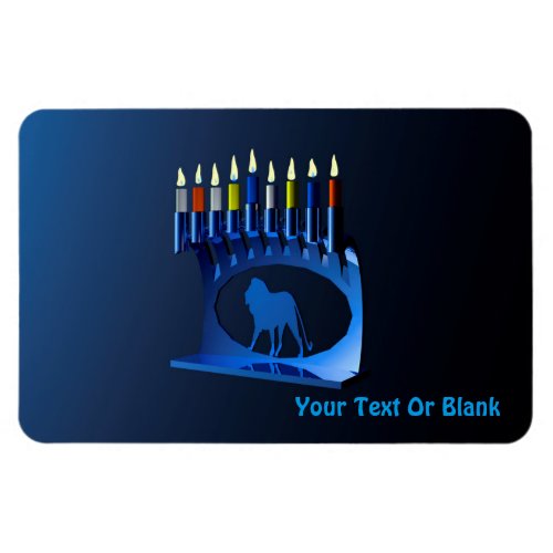 Shiny Blue Chanukkah Menorah Magnet