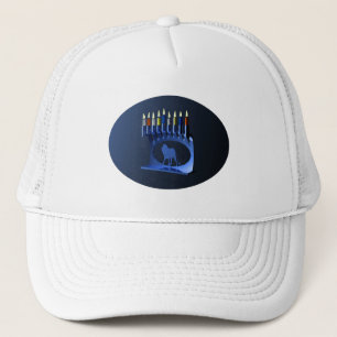 Shiny Blue Chanukkah Menorah Trucker Hat