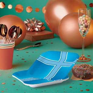Shiny Blue Cross Paper Plates
