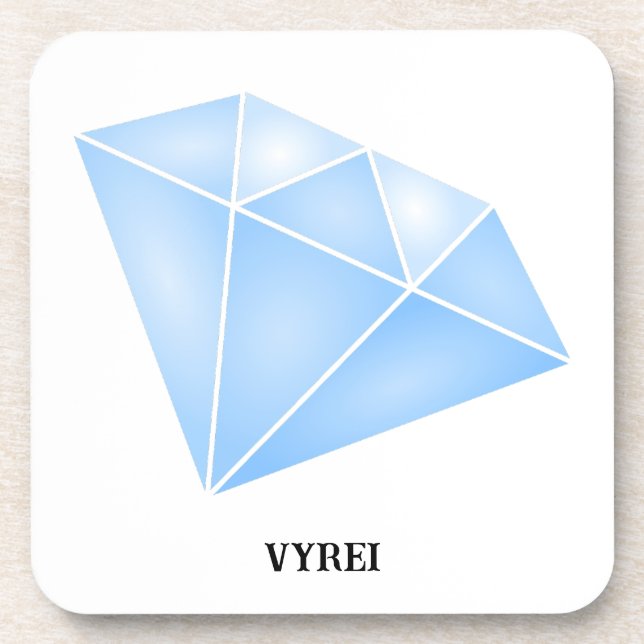 Shiny Blue Diamond Carat Beverage Coaster (Front)
