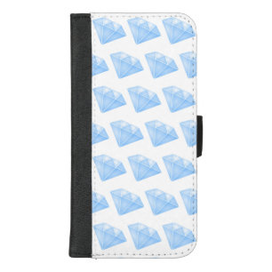 Shiny Blue Diamond Carat iPhone 8/7 Plus Wallet Case