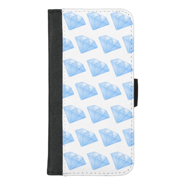 Shiny Blue Diamond Carat iPhone Wallet Case (Front)