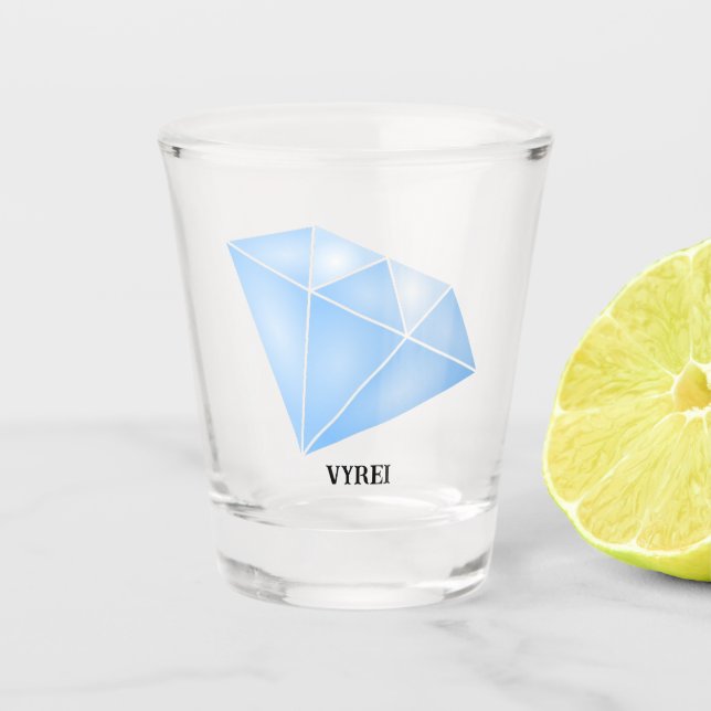 Shiny Blue Diamond Carat Shot Glass (Front)