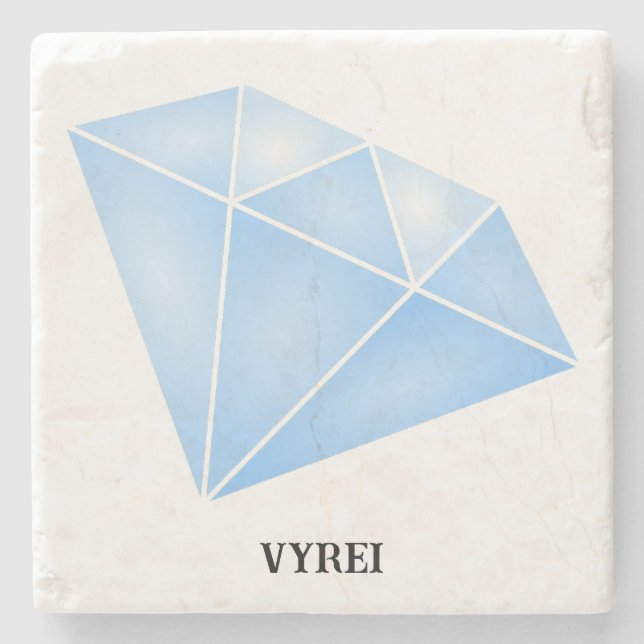 Shiny Blue Diamond Carat Stone Coaster (Front)