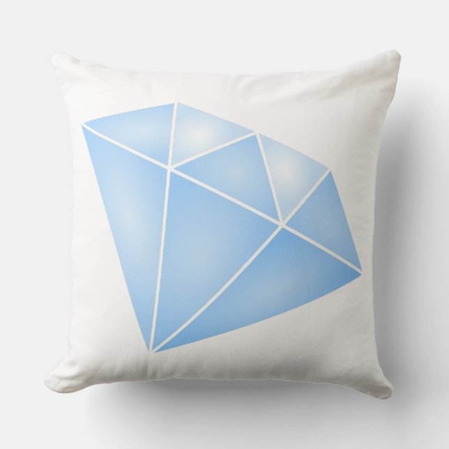 Shiny Blue Diamond Carat Throw Pillow (Front)