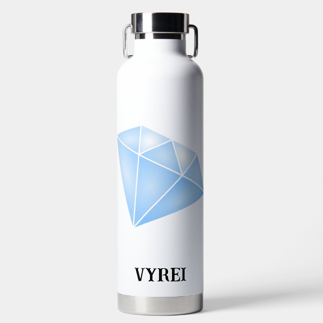 Shiny Blue Diamond Carat Water Bottle (Front)