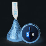 Shiny Blue Dreidel Hershey®'s Kisses®<br><div class="desc">A modernistic,  metallic blue dreidel against a dark,  night-like background.  Two of the Hebrew letters found on a dreidel,  nun and shin,  glow brightly.  Add your own text.</div>