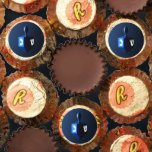 Shiny Blue Dreidel Reese's Peanut Butter Cups<br><div class="desc">A modernistic,  metallic blue dreidel against a dark,  night-like background.  Two of the Hebrew letters found on a dreidel,  nun and shin,  glow brightly.  Add your own text.</div>