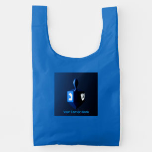 Shiny Blue Dreidel Reusable Bag