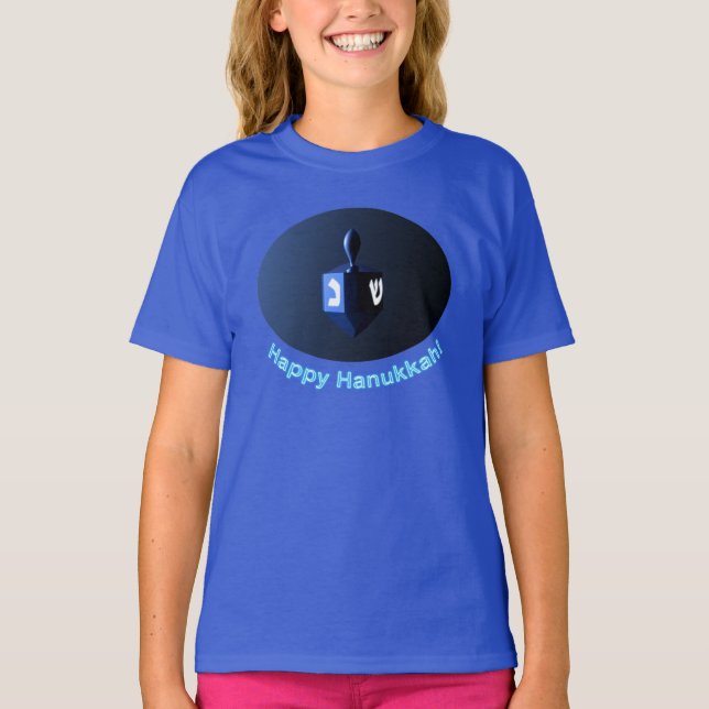 Shiny Blue Dreidel T-Shirt (Front)