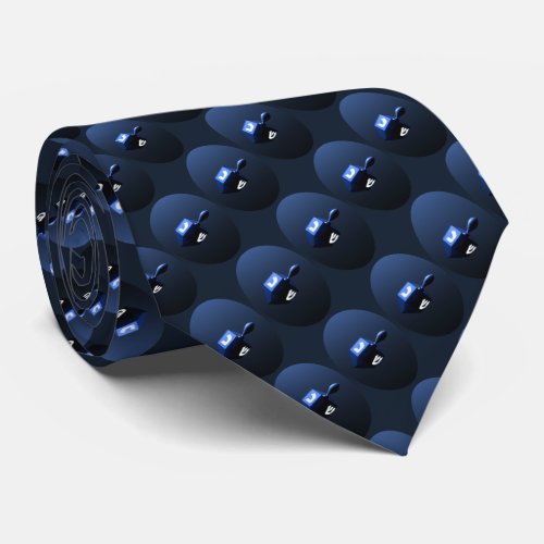 Shiny Blue Dreidel Tie