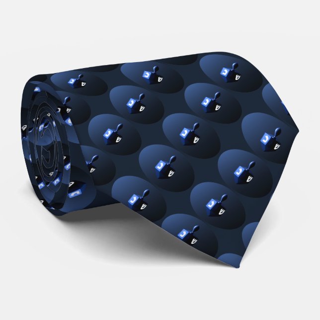 Shiny Blue Dreidel Tie (Rolled)