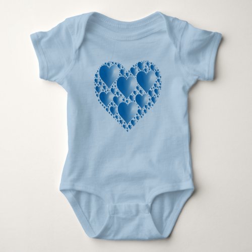 Shiny Blue Hearts Baby Bodysuit