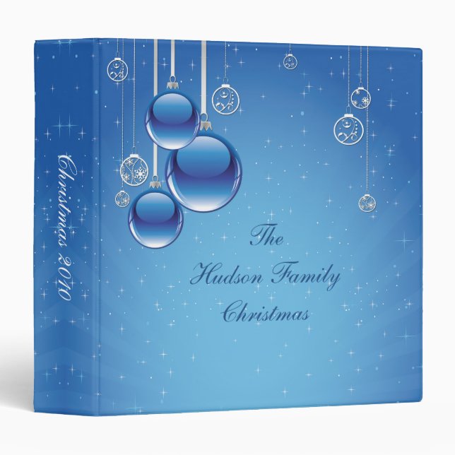 Shiny Blue Ornaments Star Background Photo Album Binder (Front/Spine)